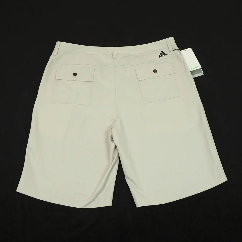 New Adidas Golf ClimaLite Golf Shorts Mens 36 Khaki Beige Flat Front Performance